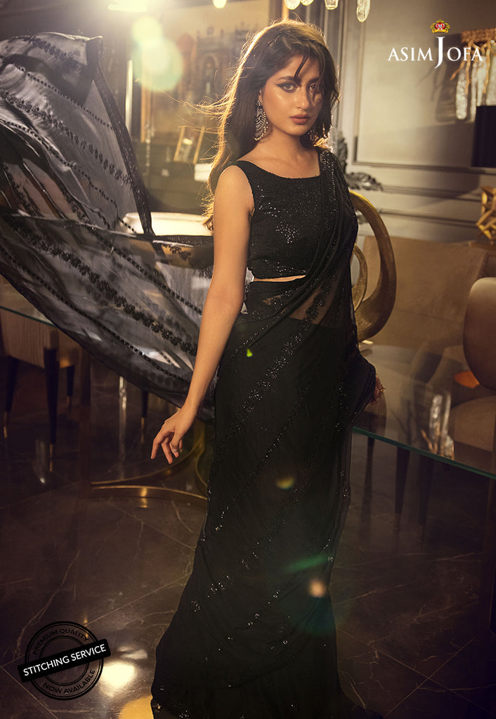 Luxury Fully Embroidered Chiffon Saree with Spangle Work