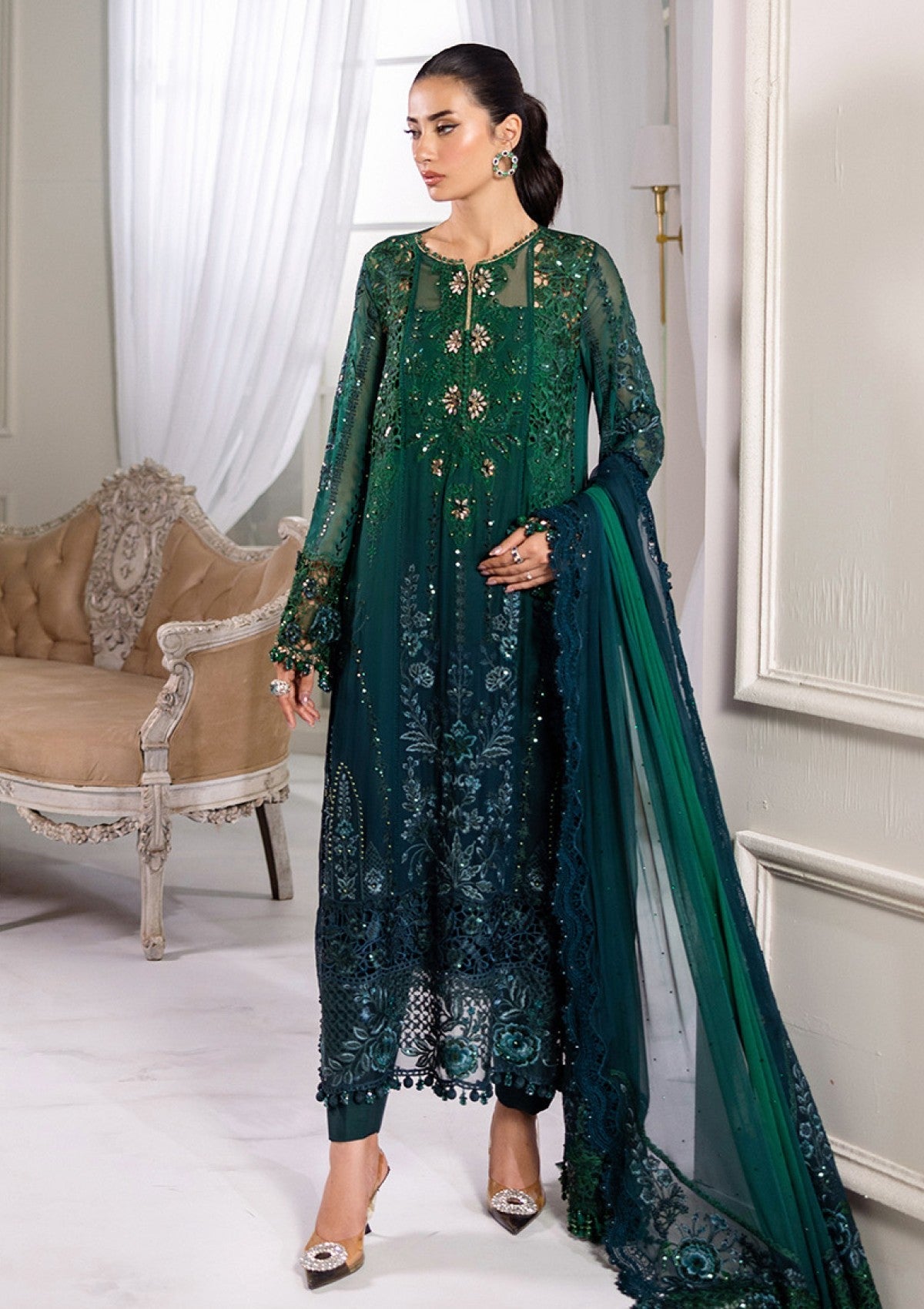Maria B Chiffon Collection 2025 | Luxury Tie & Dye Embroidered 3-Piece Suit