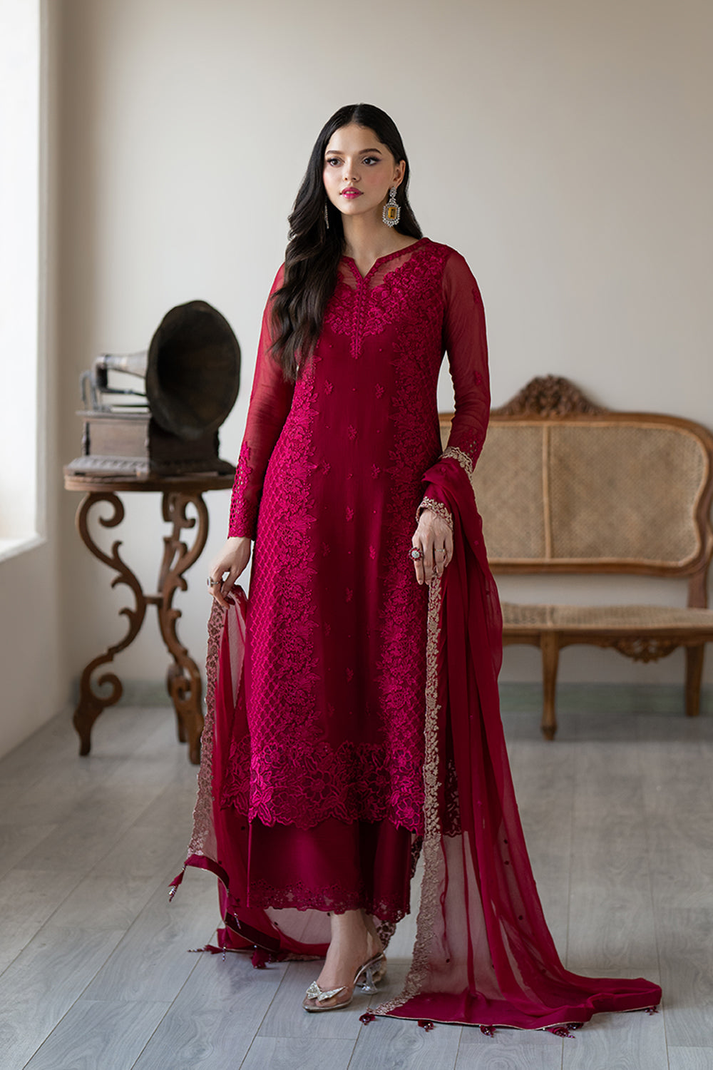 Premium Embroidered Chiffon Suit – stitched 3-Piece