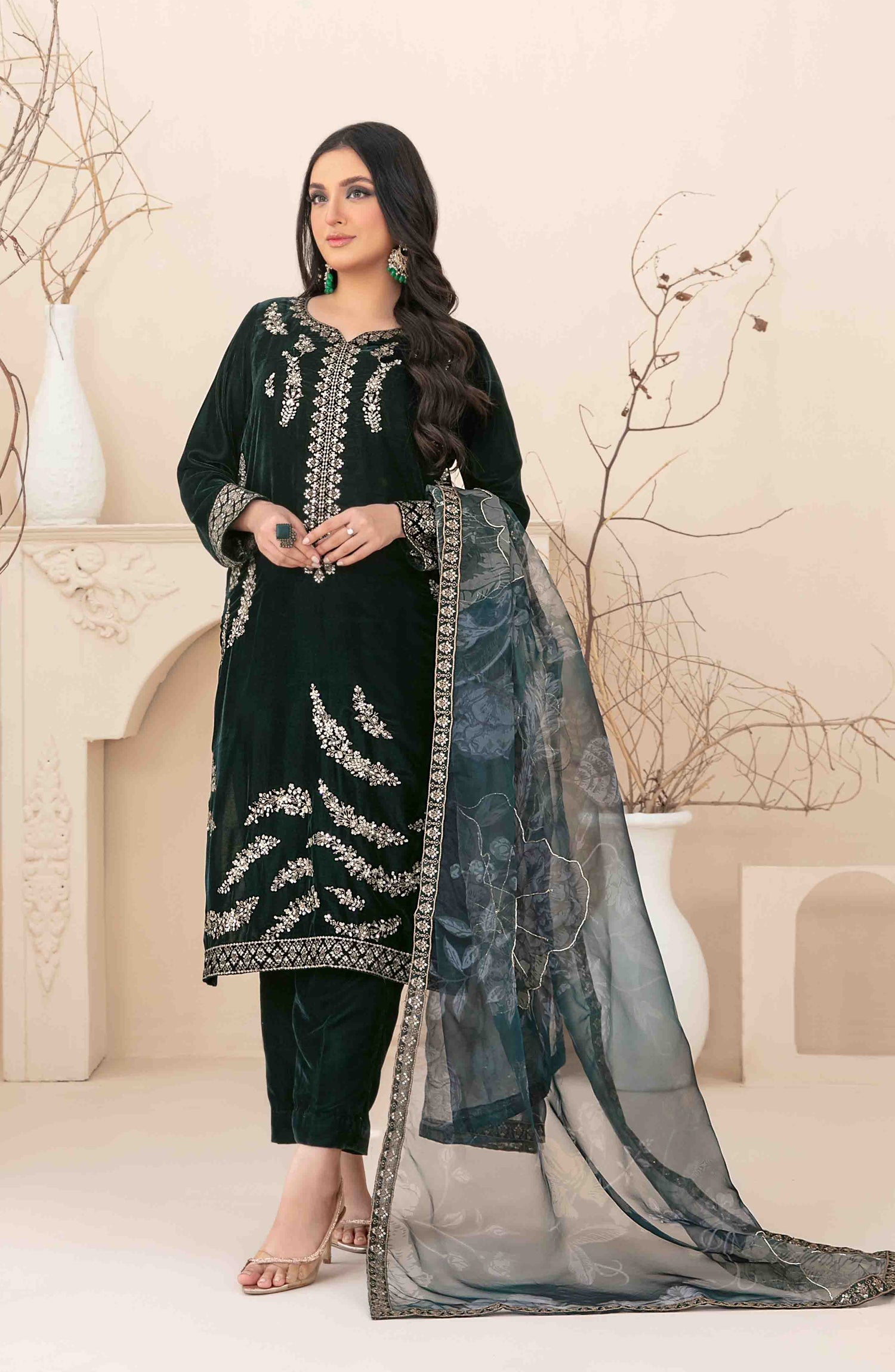 Stitched Fancy Heavy Embroidered Velvet Dress