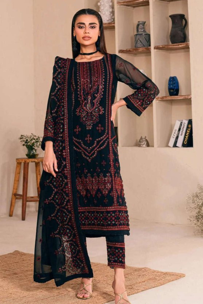 03-PIECE STITCHED CHIFFON SUIT DRESSING DESIGNER