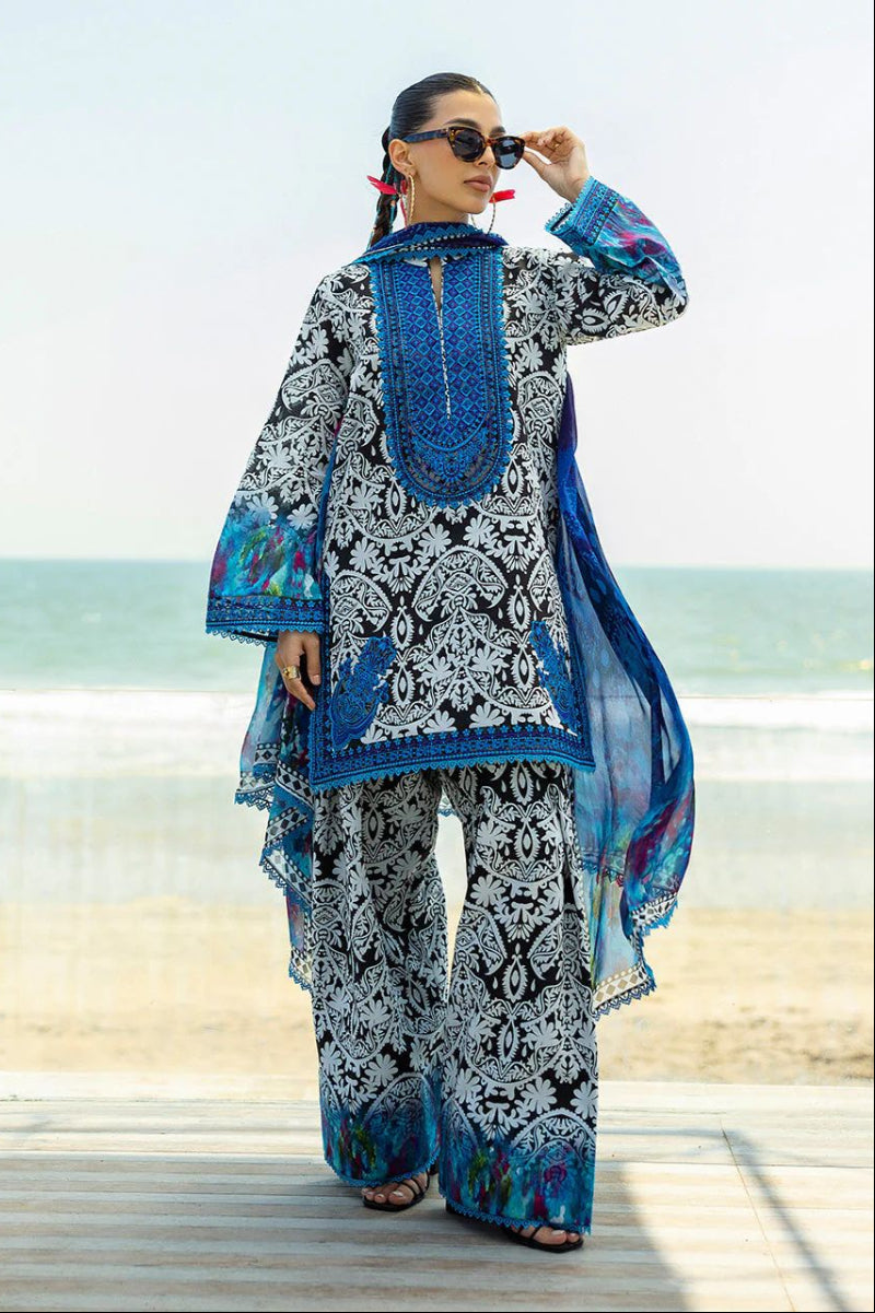 3-PIECE EMBROIDERED LAWN SUIT STITCHED