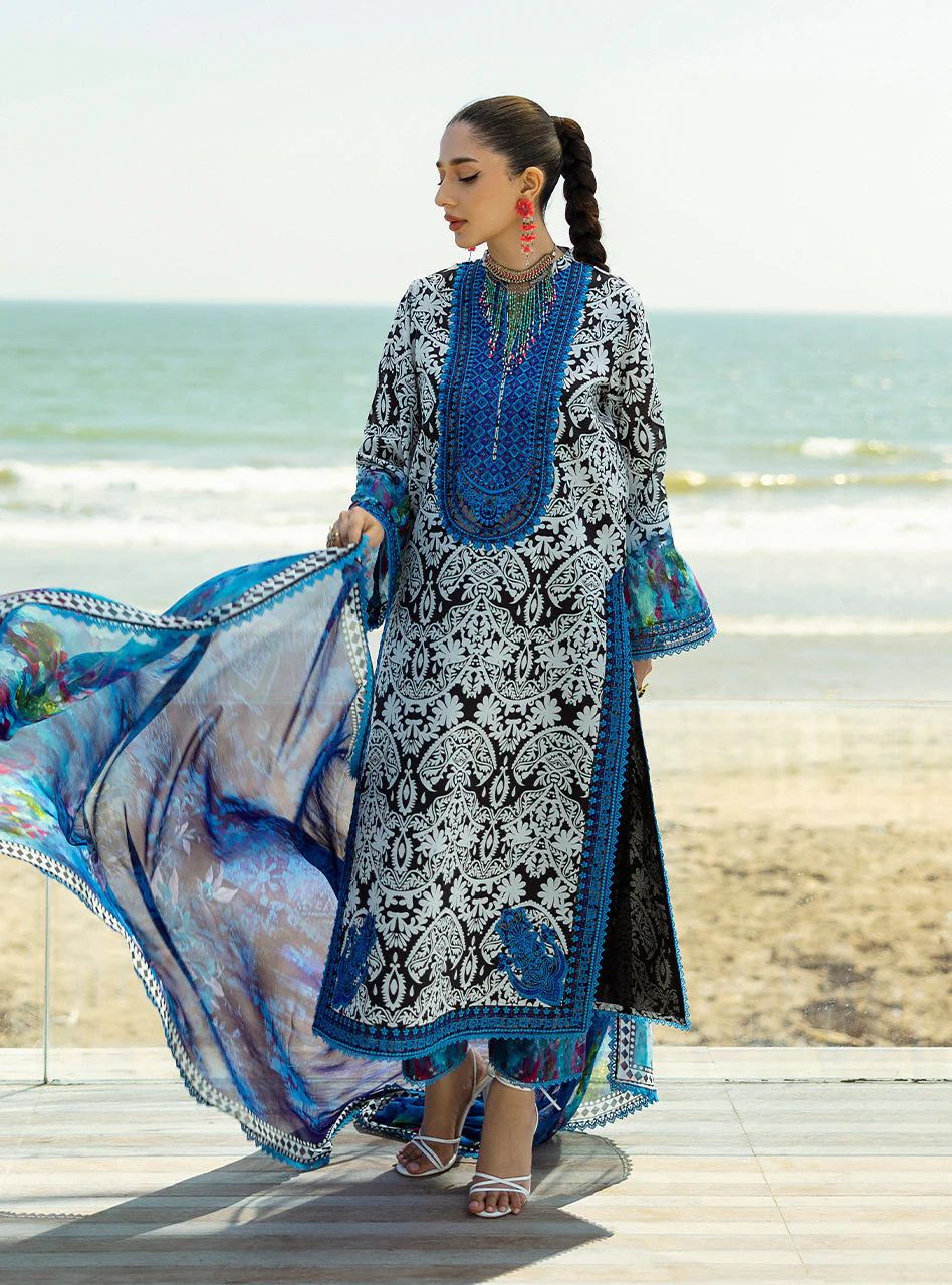 3-PIECE EMBROIDERED LAWN SUIT STITCHED