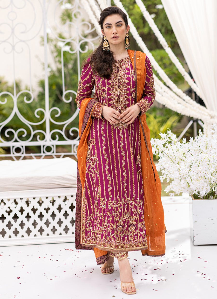 03-Piece Chiffon Suit With Embroidery | Ready To Wear