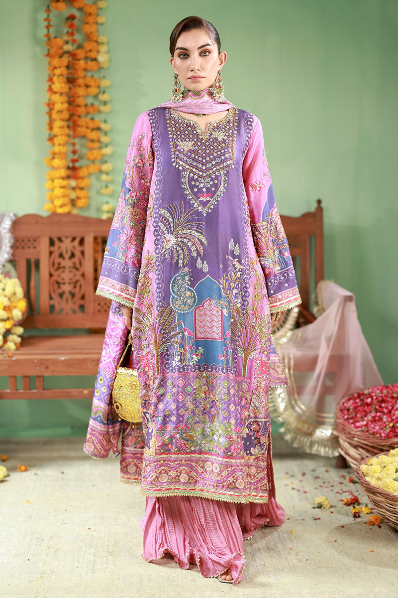 Purple & Pink 03-Piece Embroidered Lawn Suit | Ready To Wear