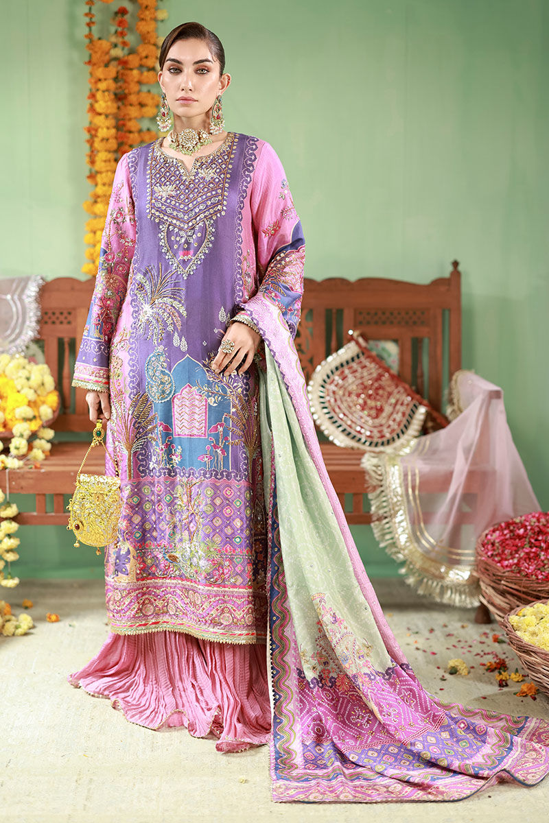 Purple & Pink 03-Piece Embroidered Lawn Suit | Ready To Wear