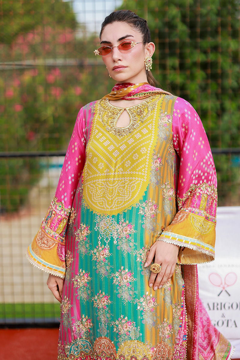 The Chunri Carnival: Embroidered Lawn Suit With Wide Palazzo | Ready To Wear