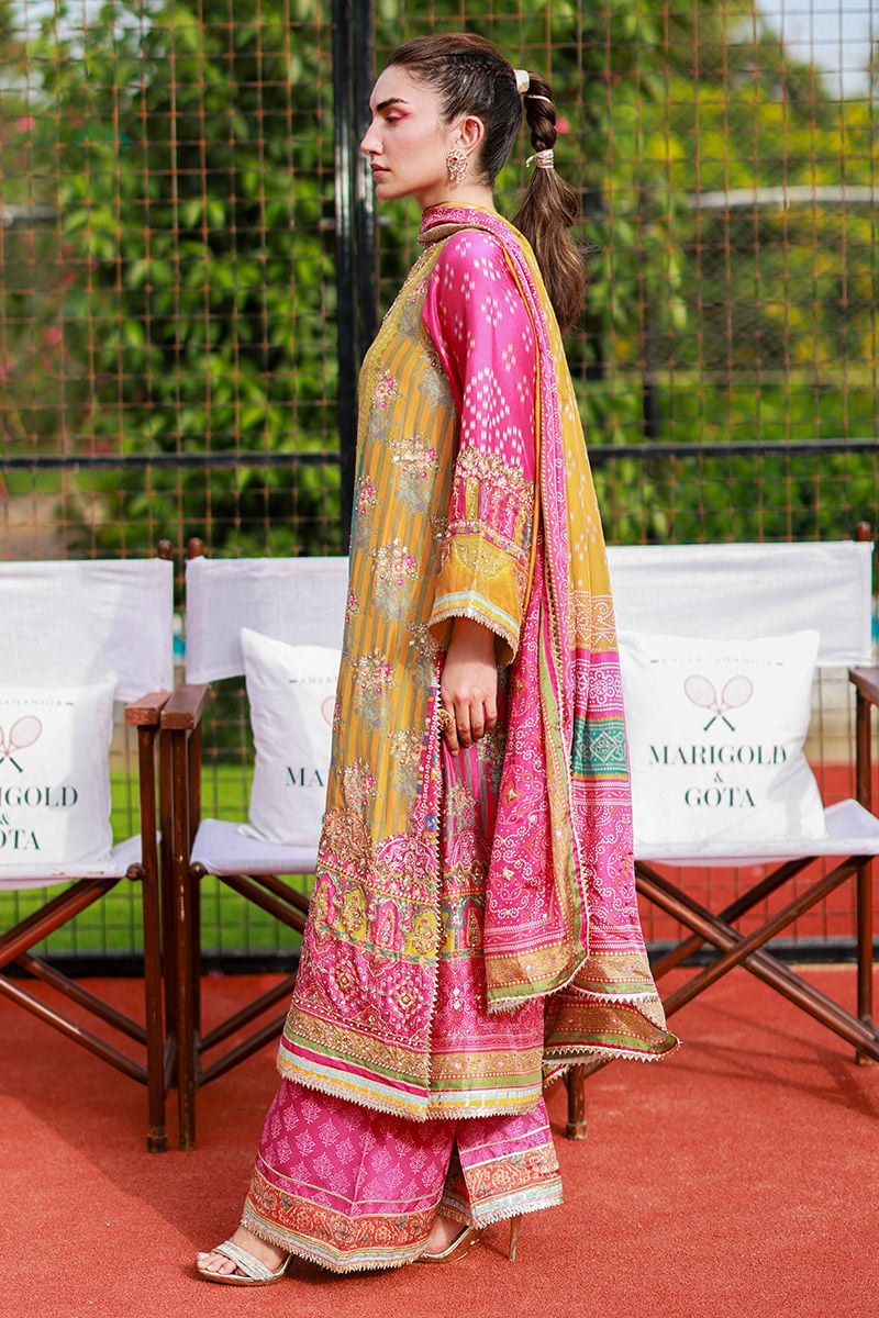 The Chunri Carnival: Embroidered Lawn Suit With Wide Palazzo | Ready To Wear