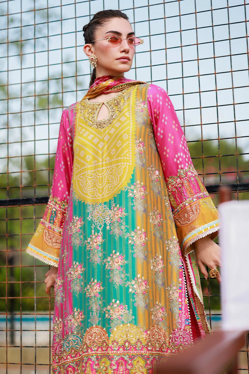 The Chunri Carnival: Embroidered Lawn Suit With Wide Palazzo | Ready To Wear