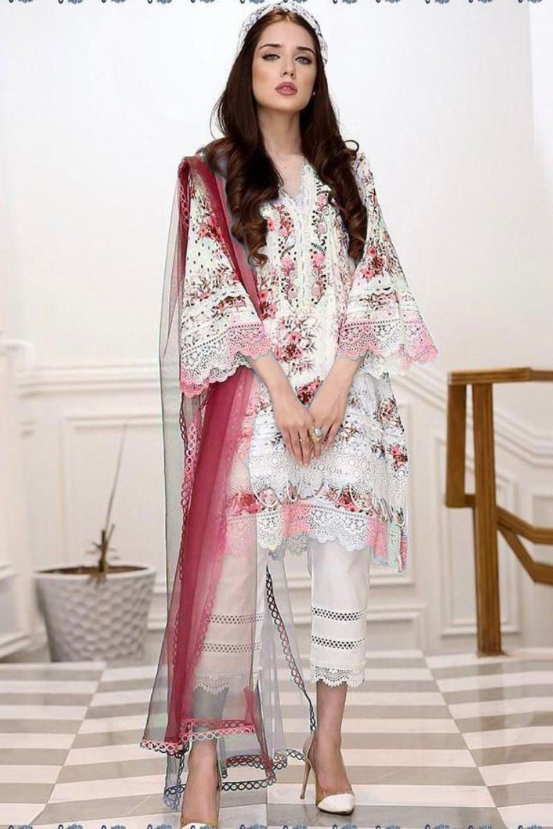 03-Piece Lawn Suit With Organza Dupatta | Ready To Wear