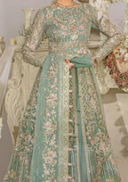 Mint Green & Silver Sequin Net Bridal Maxi With Heavily Embroidery | Ready To Wear