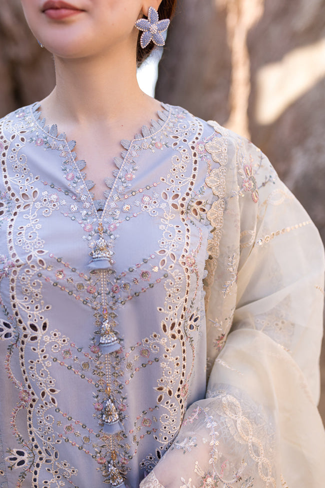 Lawn-3PC Embroidered Shirt with Organza Embroidered Dupatta