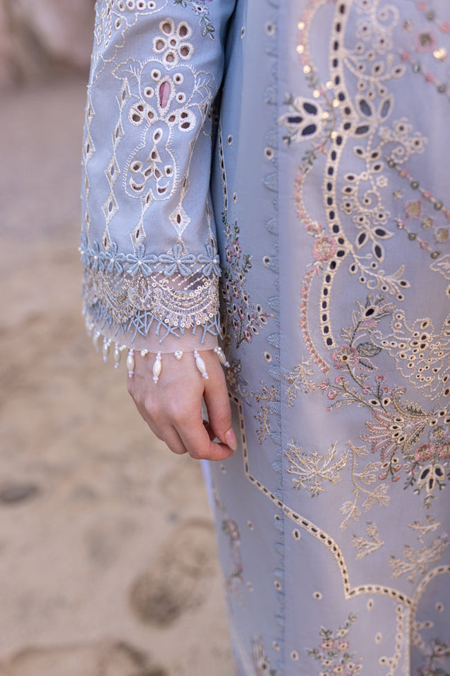 Lawn-3PC Embroidered Shirt with Organza Embroidered Dupatta