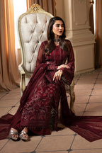 STITCHED EMBROIDERED SEMI PURE CHIFFON SUIT- 3 PC