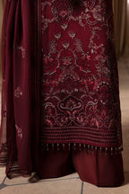 STITCHED EMBROIDERED SEMI PURE CHIFFON SUIT- 3 PC