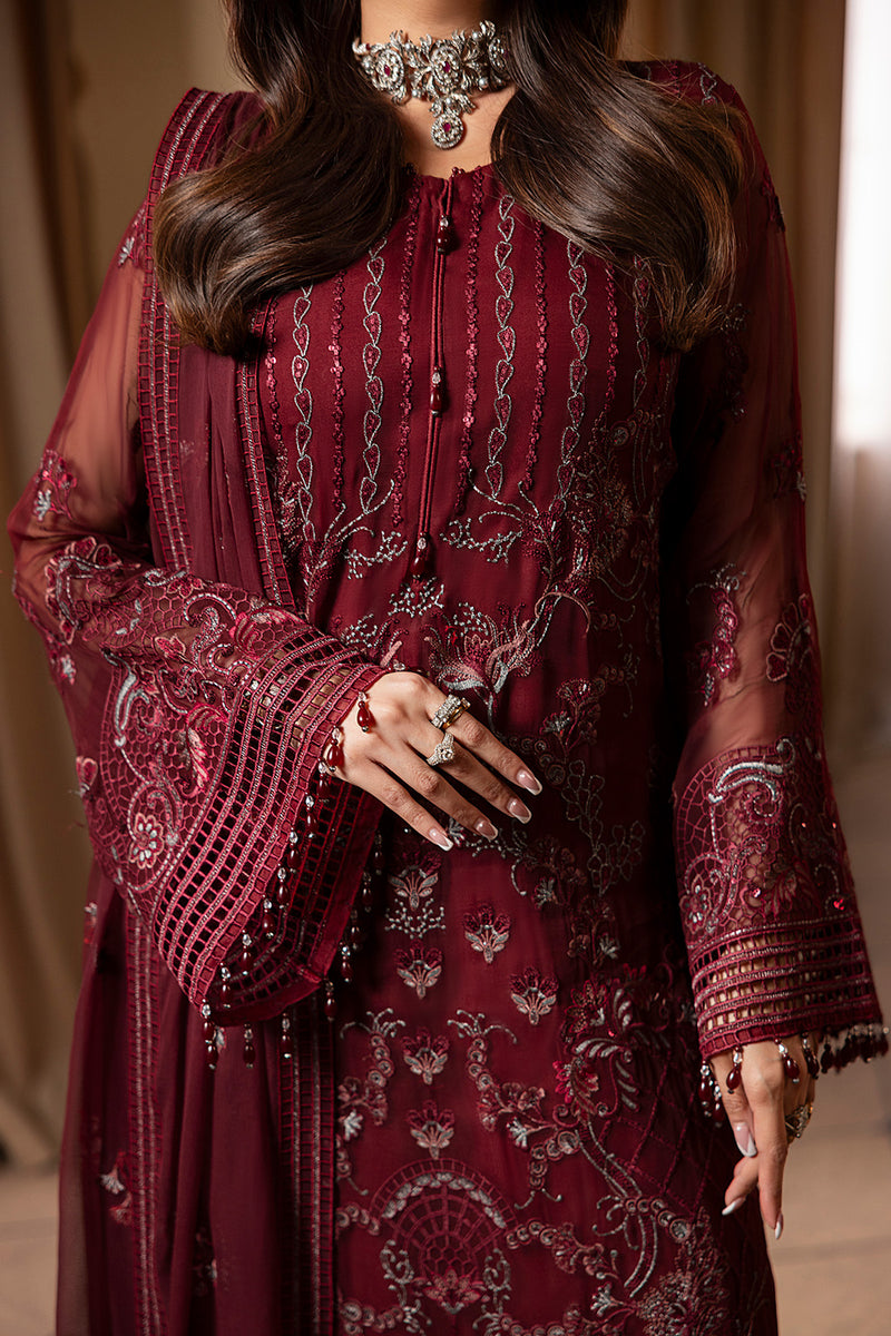 STITCHED EMBROIDERED SEMI PURE CHIFFON SUIT- 3 PC