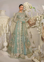 Mint Green & Silver Sequin Net Bridal Maxi With Heavily Embroidery | Ready To Wear