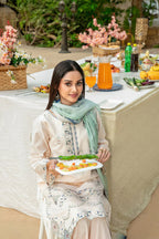 stitched Embroidered Cotton Khaddi Shirt with  Silk Dupatta & Plain Shalwar