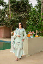 Embroidered Cotton  Shirt with Silk Dupatta Stitched