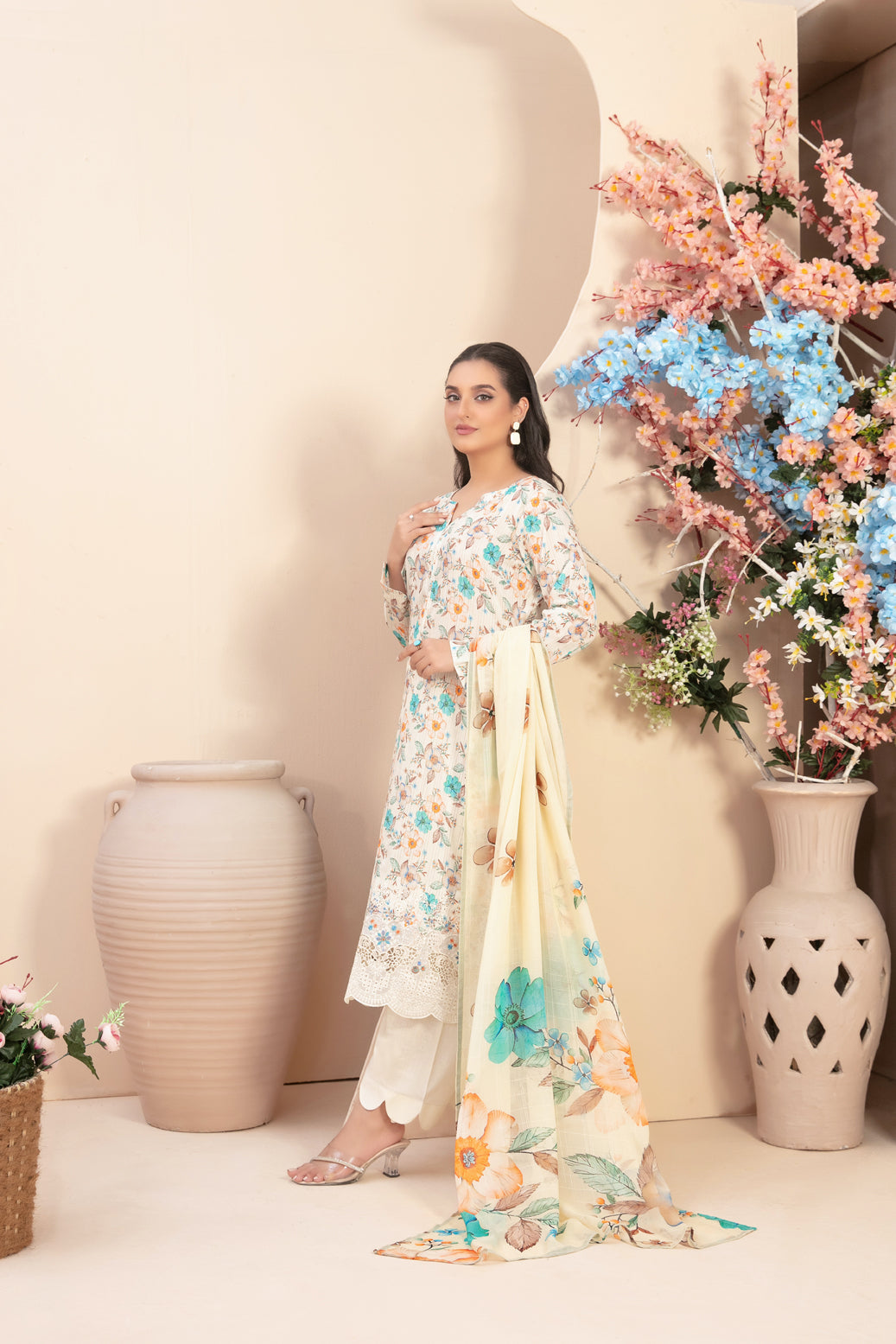3 Piece Stitched suit Buhaisa by Tawakkal Fabrics