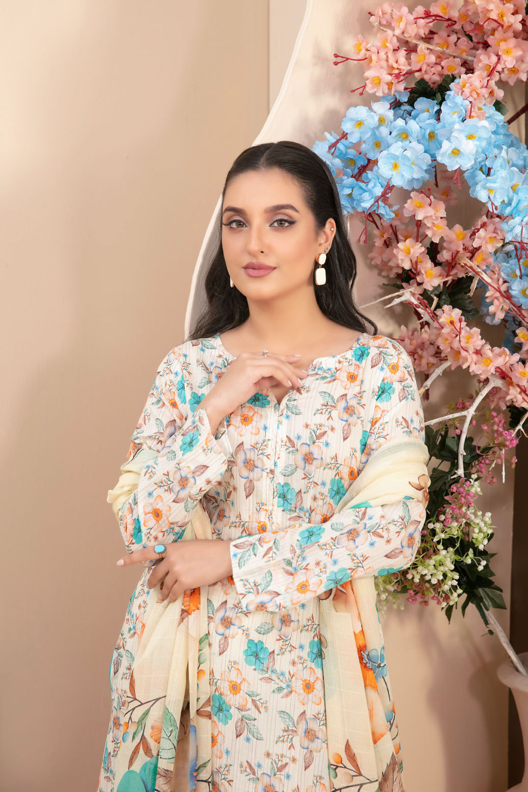 3 Piece Stitched suit Buhaisa by Tawakkal Fabrics