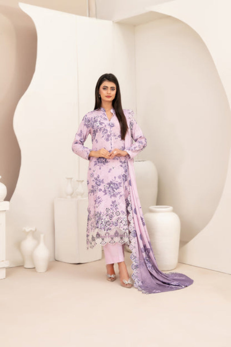 03-Piece Printed Lawn With Embroidered Chiffon Dupatta - Ready To Wear