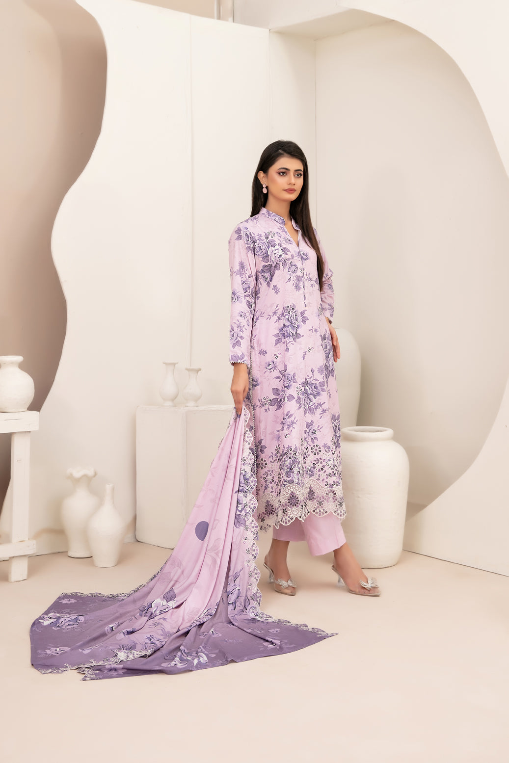 03-Piece Printed Lawn With Embroidered Chiffon Dupatta - Ready To Wear