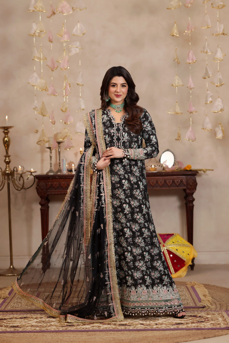03–Piece Heavy Embroidered Raw Silk Suit - Ready To Wear