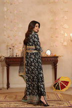 03–Piece Heavy Embroidered Raw Silk Suit - Ready To Wear