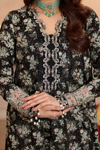 03–Piece Heavy Embroidered Raw Silk Suit - Ready To Wear