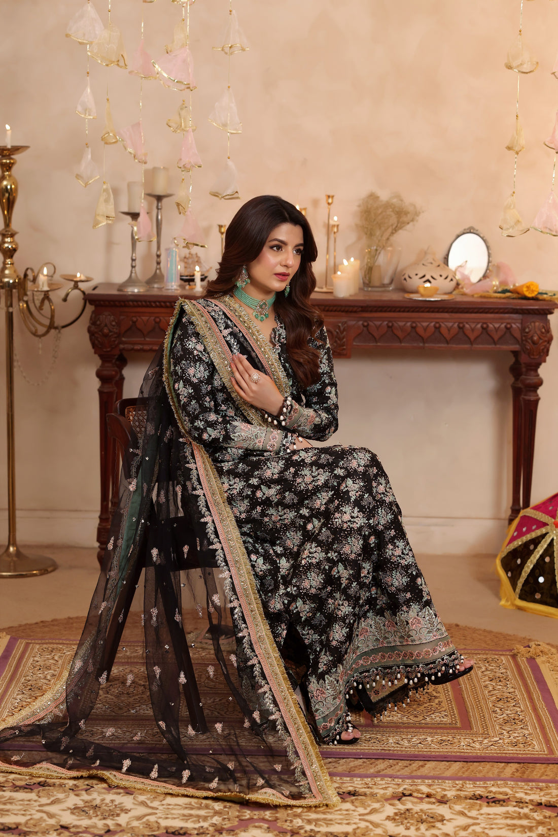 03–Piece Heavy Embroidered Raw Silk Suit - Ready To Wear