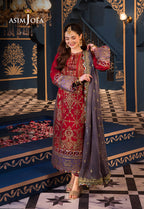 ASIM JOFA EMBROIDERED SEMI PURE COTTON LAWN SUIT- 3 PC