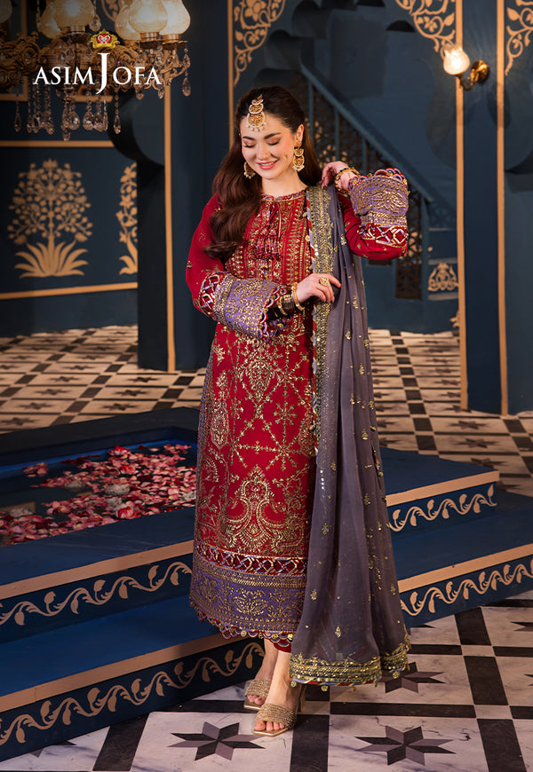 ASIM JOFA EMBROIDERED SEMI PURE COTTON LAWN SUIT- 3 PC