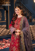 ASIM JOFA EMBROIDERED SEMI PURE COTTON LAWN SUIT- 3 PC