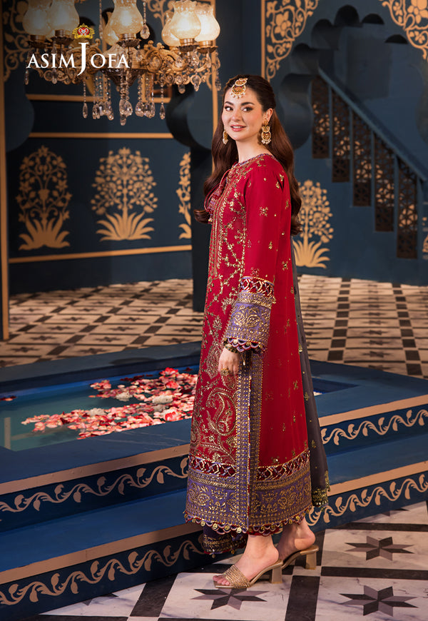 ASIM JOFA EMBROIDERED SEMI PURE COTTON LAWN SUIT- 3 PC