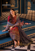ASIM JOFA EMBROIDERED SEMI PURE COTTON LAWN SUIT- 3 PC