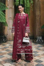 Burgundy Mystique: Chikankari Embroidered Lawn Suit | Ready To Wear