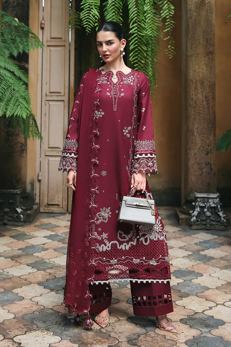 Burgundy Mystique: Chikankari Embroidered Lawn Suit | Ready To Wear