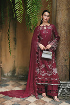 Burgundy Mystique: Chikankari Embroidered Lawn Suit | Ready To Wear