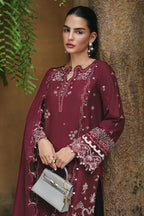 Burgundy Mystique: Chikankari Embroidered Lawn Suit | Ready To Wear