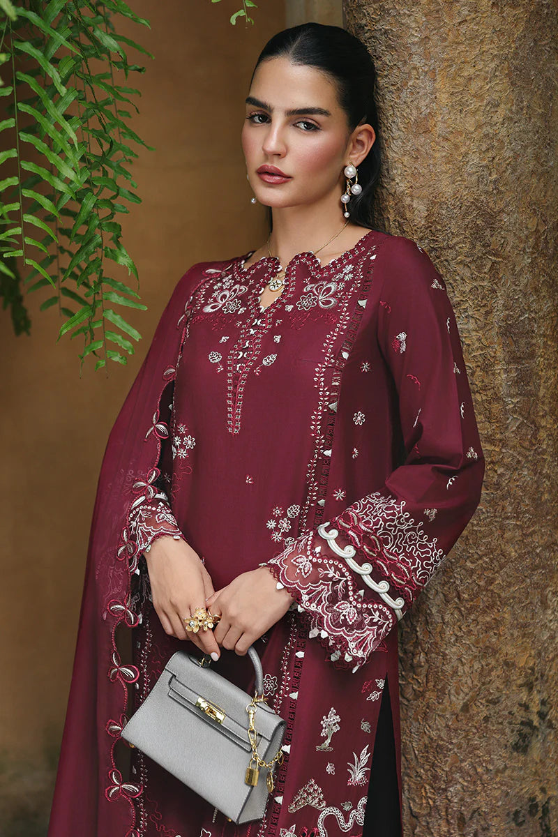 Burgundy Mystique: Chikankari Embroidered Lawn Suit | Ready To Wear
