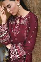 Burgundy Mystique: Chikankari Embroidered Lawn Suit | Ready To Wear