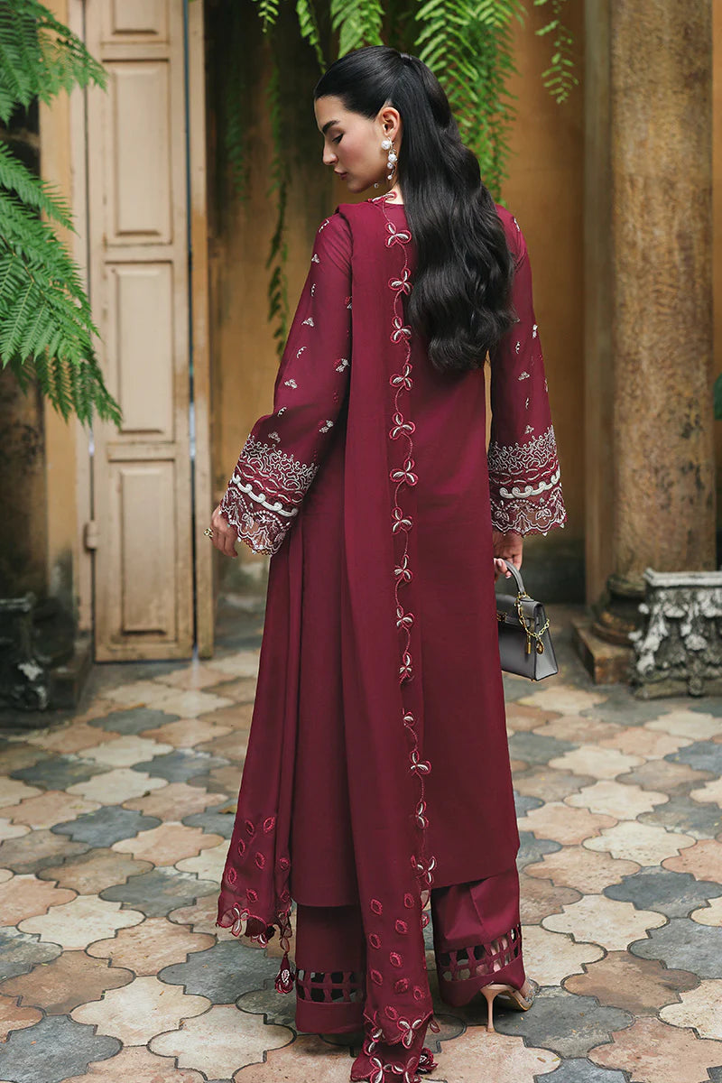 Burgundy Mystique: Chikankari Embroidered Lawn Suit | Ready To Wear