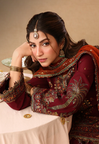 Rich Maroon - Short Kurta Set with Palazzo and Rust Dupatta | Ready To Wear