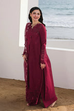 03-Piece Embroidered Cotton Suit With Organza Dupatta | Ready To Wear