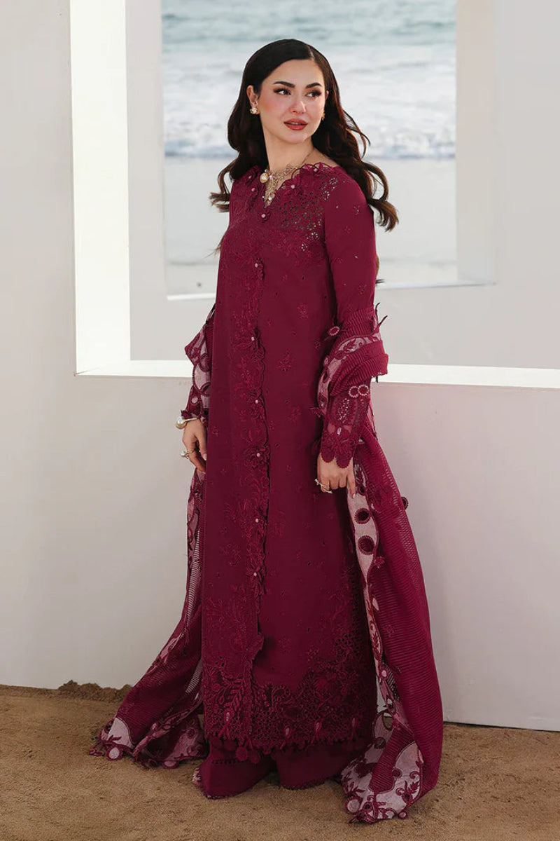 03-Piece Embroidered Cotton Suit With Organza Dupatta | Ready To Wear