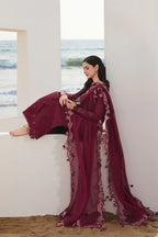 03-Piece Embroidered Cotton Suit With Organza Dupatta | Ready To Wear