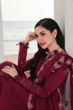 03-Piece Embroidered Cotton Suit With Organza Dupatta | Ready To Wear