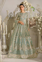 Mint Green & Silver Sequin Net Bridal Maxi With Heavily Embroidery | Ready To Wear