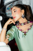 03-Piece Embroidered Silk Suit With | Ready To Wear